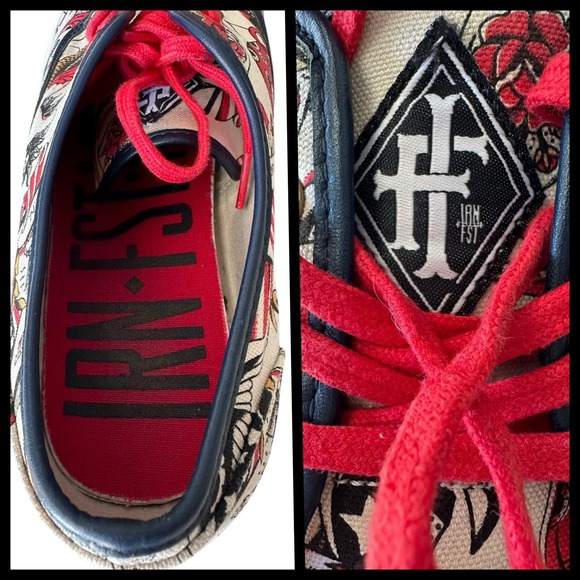 Iron Fist Rockabilly Lace Up Sneakers Mens US 13 Sailor Jerry Tattoos Pin Up USA